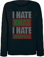 Женский новогодний свитшот I Hate XMAS I Hate Jumpers (чёрный)