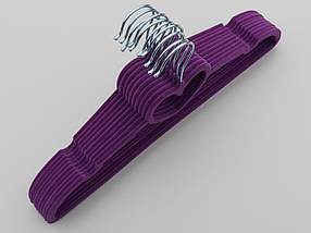 Плічка вішалки флокированные (оксамитові, велюрові) фіолетового кольору, довжина 41 см,в упаковці 10 штук, фото 3