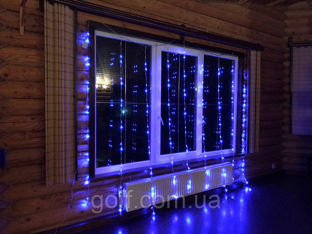 Гірлянда на вікно водоспад 2х2 м синій колір 240 led, фото 1