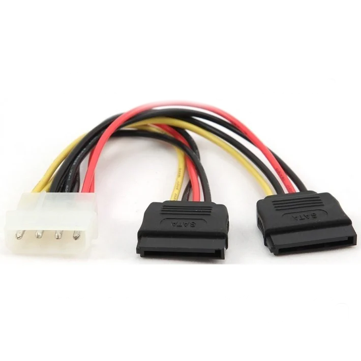 Кабель питания, разветвитель с Molex / Переходник IDE MOLEX на 2X SATA 15PIN для питания жестких дисков, фото 1