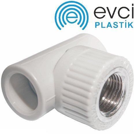 Трійник 20×1/2"×20 з внутрішньою різьбою PP-R EVCI