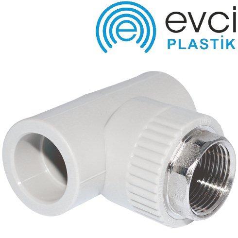 Трійник 63×2"×63 з внутрішньою різьбою під ключ PP-R EVCI