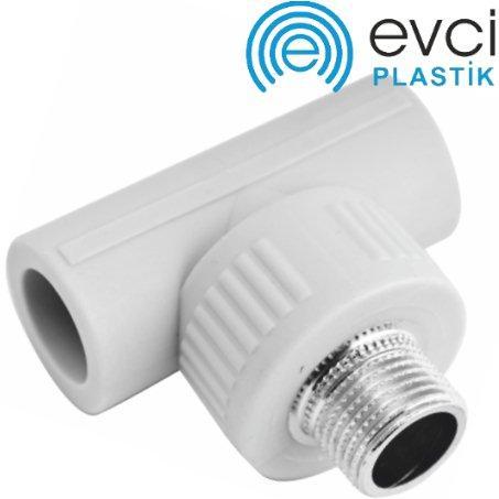 Трійник PP-R 20×1/2"×20 з зовнішньою різьбою EVCI