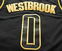Вишивка чоловіча чорна майка Nike Westbrook No0 (Вестбрук) команда Houston Rockets Golden Edition, фото 3