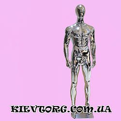 Манекен чоловічий дзеркальний срібний вітринний виставковий гіпсовий для магазину одягу