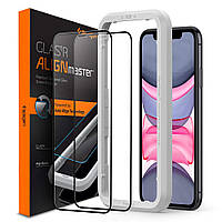 Захисне скло Spigen для iPhone 11 / XR Glas.tR AlignMaster (2 шт.) Black (AGL00252)