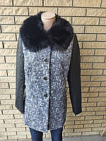 Пальто женское стильное кашемировое с мехом YANG