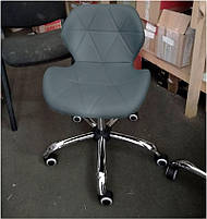Стілець Invar Office шкірозамінник темно-сірий 21, на коліщатках із регулюванням висоти, фото 2