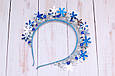 Обруч для волосся / ободок на голову новорічний корона для сніжинки біло-синій 242, фото 2