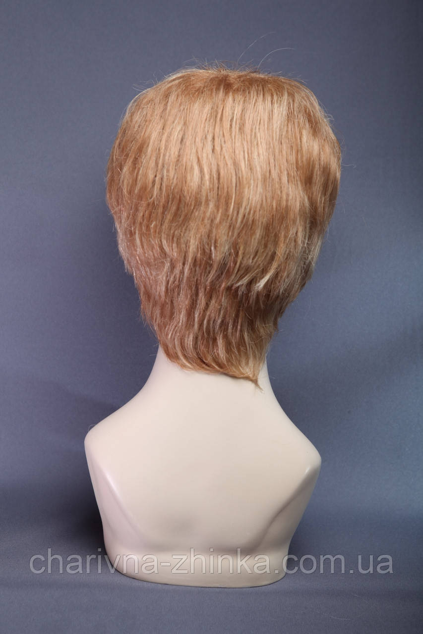 Парик женский короткий из натуральных прямых волос с челкой Original русый теплый - фото 3 - id-p1086557794