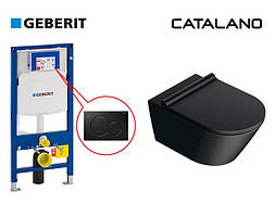 Комплект інсталяція та чорний унітаз Geberit UP320 Catalano Zero