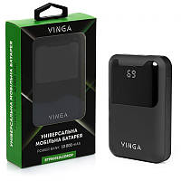 Батарея універсальна Vinga 10000 mAh Display soft touch black (BTPB0310LEDROBK)