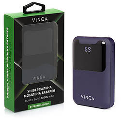 Батарея універсальна Vinga 10000 mAh Display soft touch purple (BTPB0310LEDROP)