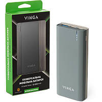 Батарея універсальна Vinga 10000 mAh QC3.0 PD soft touch dark grey (BTPB3810QCRODG)
