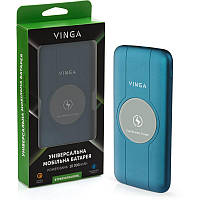 Батарея універсальна Vinga 10000 mAh Wireless QC3.0 PD soft touch blue (BTPB3510WLROBL)