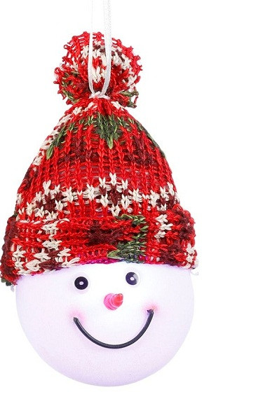 Фігурка декоративна "Сніговик", діам.7,5 см, "Luca Lighting", червона, зелена