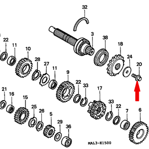 Болт провідної (передній) зірки мотоцикла HONDA 90037-422-003 (90037422003) M10x1,25 21 мм, фото 2