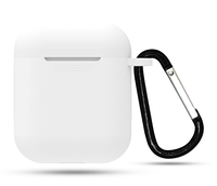 Силиконовый чехол с карабином для Apple AirPods, White белый