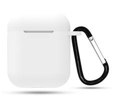 Силіконовий чохол із карабіном для Apple AirPods, White білий