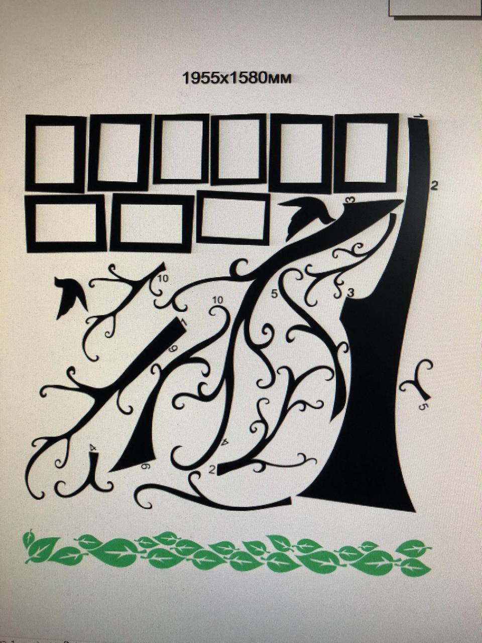 Интерьерня виниловая наклейка Дерево с рамками (пленка фоторамка для фотографий декор) матовая 1664х1300 мм - фото 7 - id-p191540677