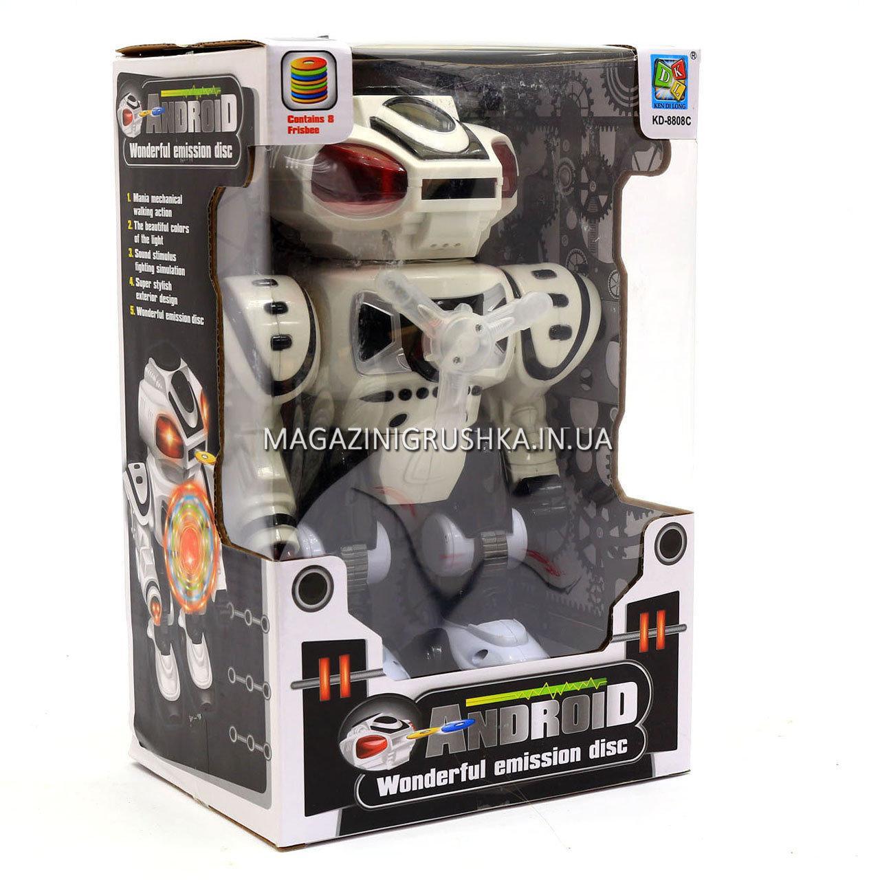 Робот з пропелером Чорно-білий (ходить, світло, звук, стріляє дисками) KD-8808ABC, фото 1