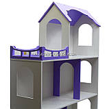 Іграшковий дерев'яний ляльковий будиночок Ілона Фіолетово-білий (великий). Облаштуйте будиночок для ляльок, фото 3