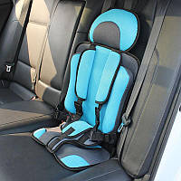 Автокресло детское безкаркасное, кресло автомобильное портативное голубое (группа 1-2-3 (9-36кг) 0,5 до 6 лет