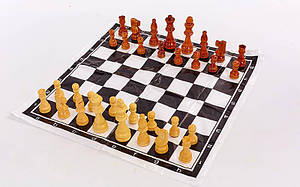 Шахові фігури дерев'яні з полотном для ігор (дерево, h короля-8см) IG-4929