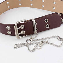 Ремінь на Пояс City-A Belt 100 см PU Шкіра з Ланцюжком Дворядний Коричневий, фото 5