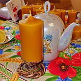 Циліндрична воскова свічка D60-115мм з натурального бджолиного воску, фото 4