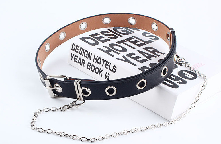 Ремінь на Пояс City-A Belt 100 см PU Шкіра з Ланцюжком Однорядний Чорний
