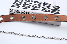 Ремінь на Пояс City-A Belt 100 см PU Шкіра з Ланцюжком Однорядний Коричневий, фото 5