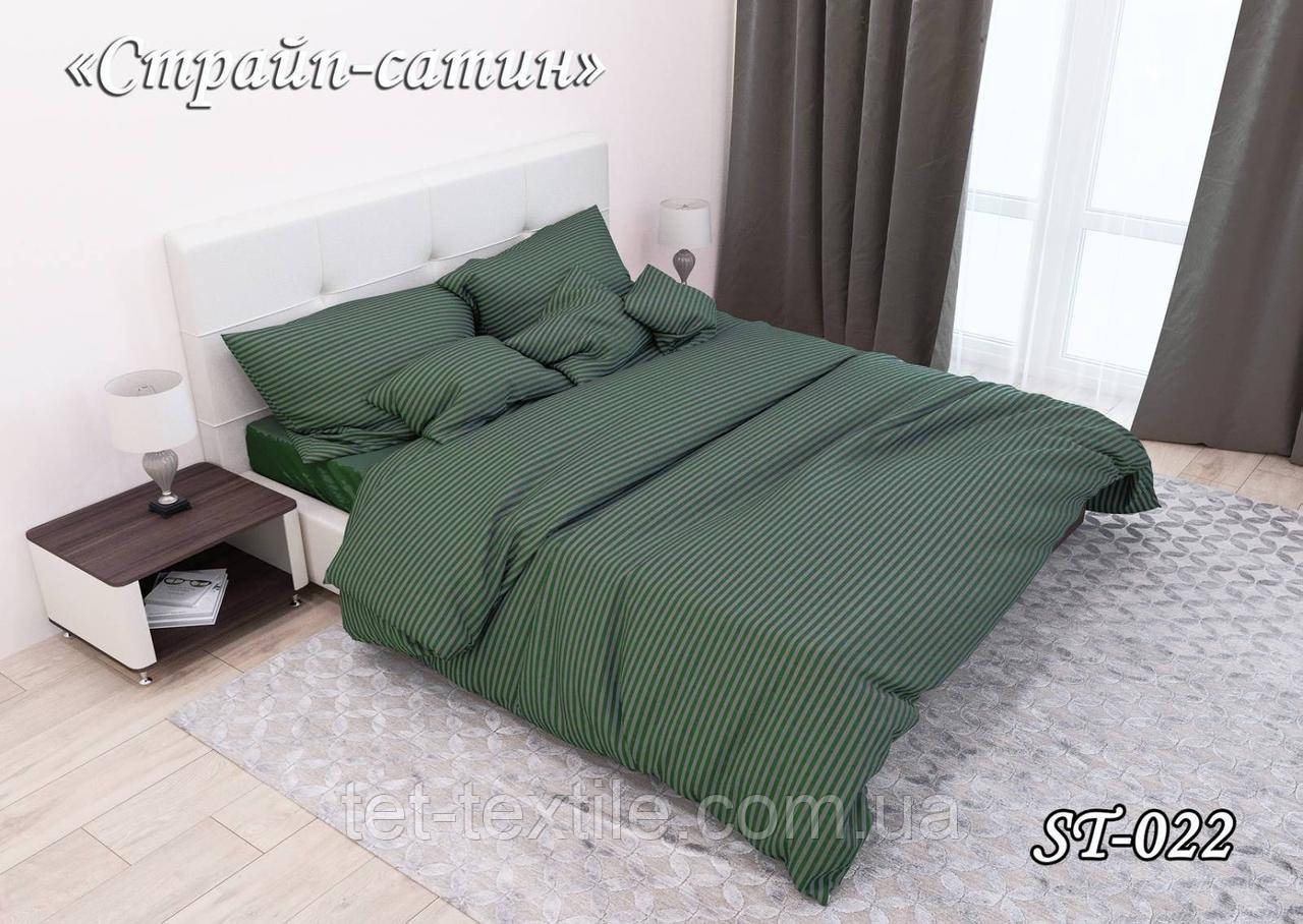 Постільна білизна ТЕТ Страйп сатин оливкова (двоспальне)