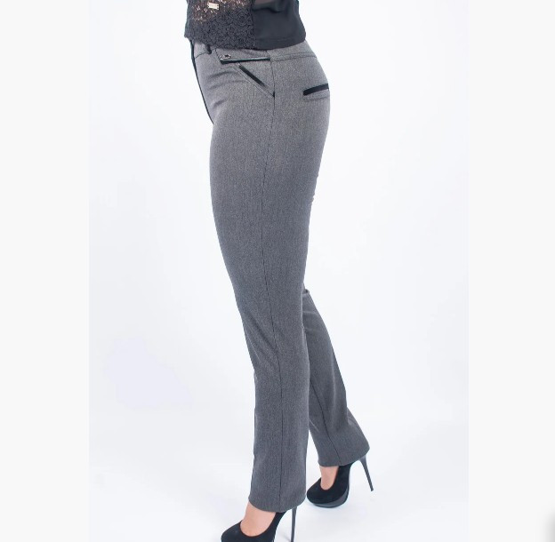 Женские узкие брюки «Руся» из плотной стрейчевой ткани Серый - фото 1 - id-p1086654419