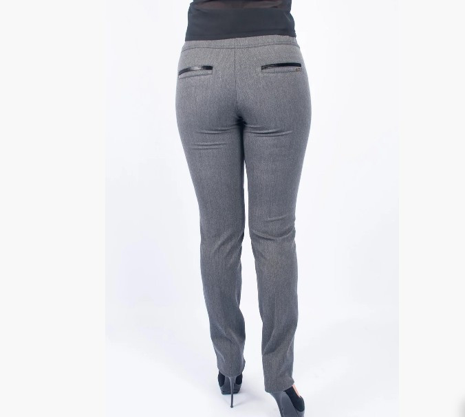Женские узкие брюки «Руся» из плотной стрейчевой ткани Серый - фото 4 - id-p1086654419