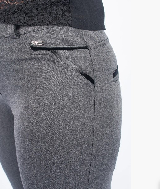 Женские узкие брюки «Руся» из плотной стрейчевой ткани Серый - фото 2 - id-p1086654419