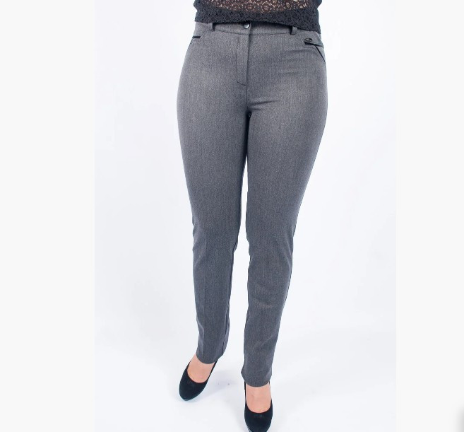 Женские узкие брюки «Руся» из плотной стрейчевой ткани Серый - фото 3 - id-p1086654419
