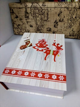 Подарункова Коробочка у вигляді книги скриньки з малюнком ялинка 29.5 см