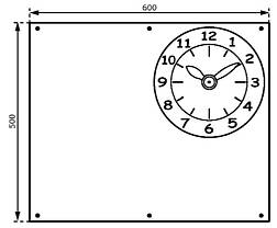 Дошка для крейди з годинником КВТ, 50х60 см, фото 3