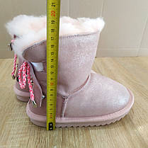 ТІЛЬКИ 31 р Натуральная замша угги UGG розовые с бантиком на девочку ботиночки сапожки уггі дитячі замшеві, фото 4