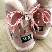 ТІЛЬКИ 31 р Натуральная замша угги UGG розовые с бантиком на девочку ботиночки сапожки уггі дитячі замшеві, фото 5