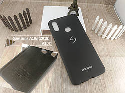 Чохол з мікрофіброю "Рідкий силікон" для Samsung Galaxy A10s (2019) A107- чорний з логотипом