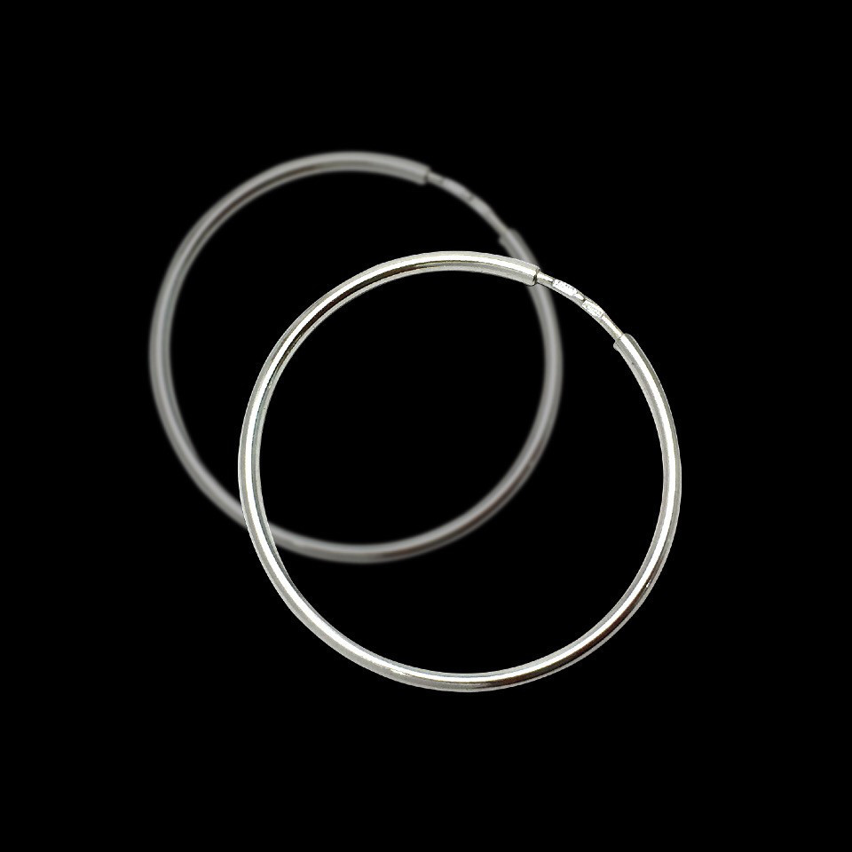 Срібні сережки-кільця (Конго), d — 100 мм