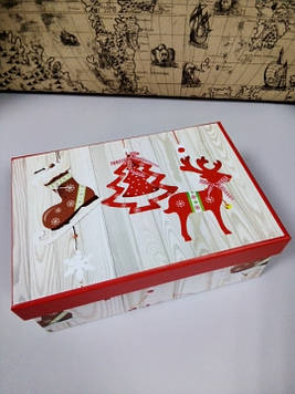 Подарункова Коробочка з новорічним малюнком 18.5 см