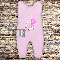 Теплі р 86 9 -12 міс на флісі дитячі високі повзуни для малюків на кнопках лямках вуха ФУТЕР 3167 Рожевий