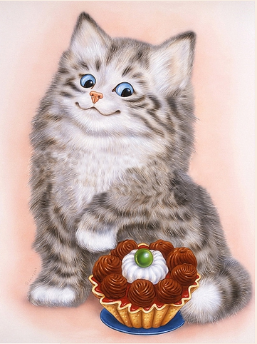 DM-018 Набір діамантового живопису Котеня ласун, Ні