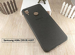 TPU чохол Fiber Logo для Samsung Galaxy A10s (2019) A107- чорний (силікон + тканина)