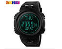 Спортивний чоловічий годинник Skmei 1231 з компасом Чорний, фото 2
