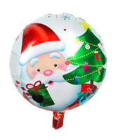 Фольгований куля круглий з новорічним малюнком "Дід Мороз та ялинка" 45 см Білий