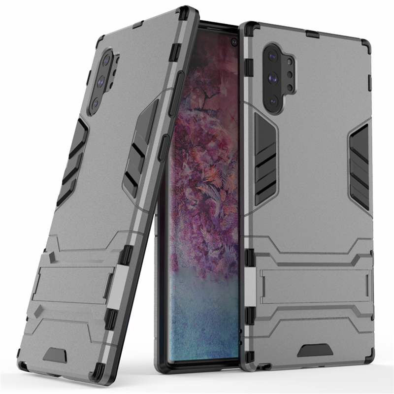 Чохол Hybrid case для Samsung Galaxy Note 10 Plus (N975) бампер з підставкою темно-сірий